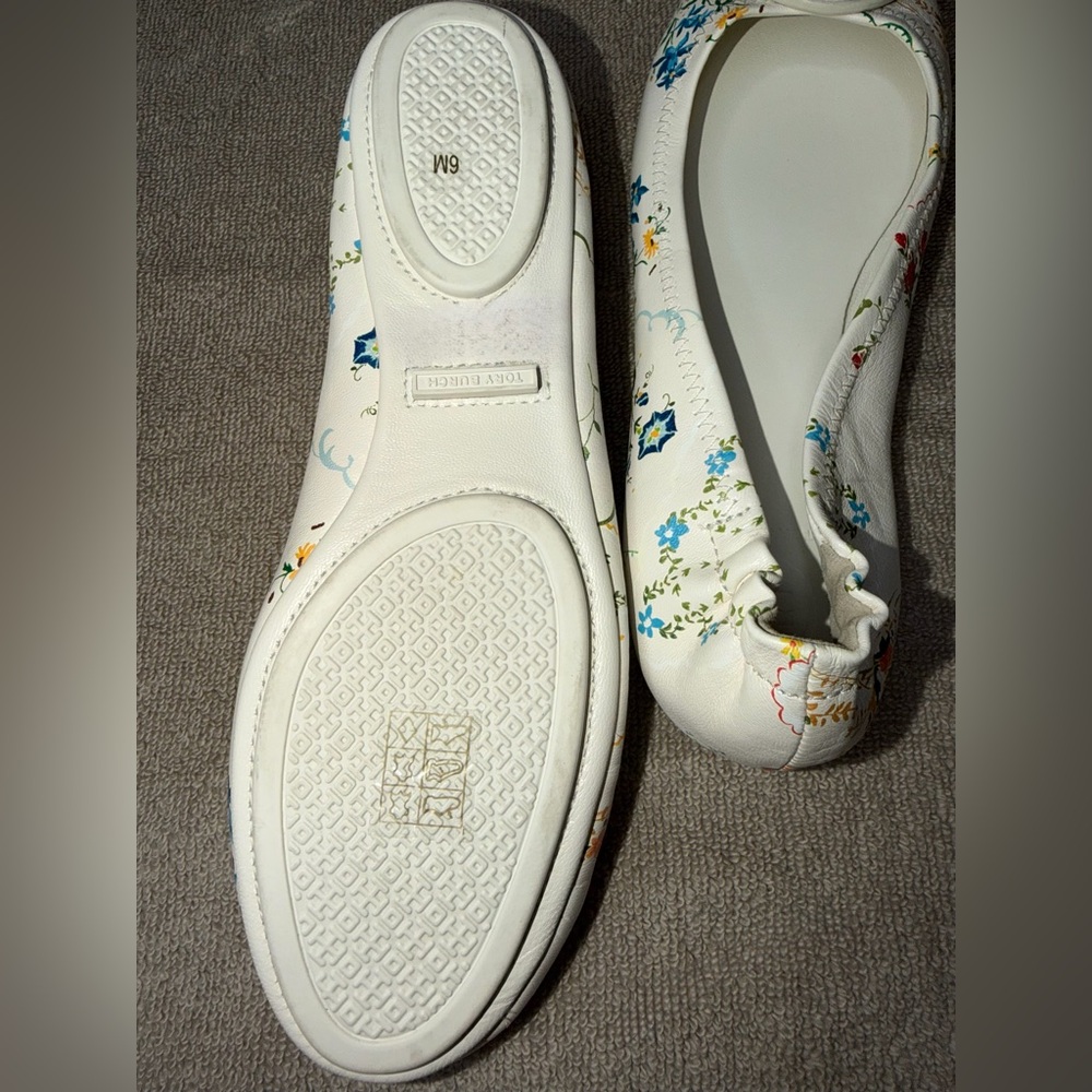 Tory Burch Women's Floral Flats - White Multicolor - Picture 8 of 9